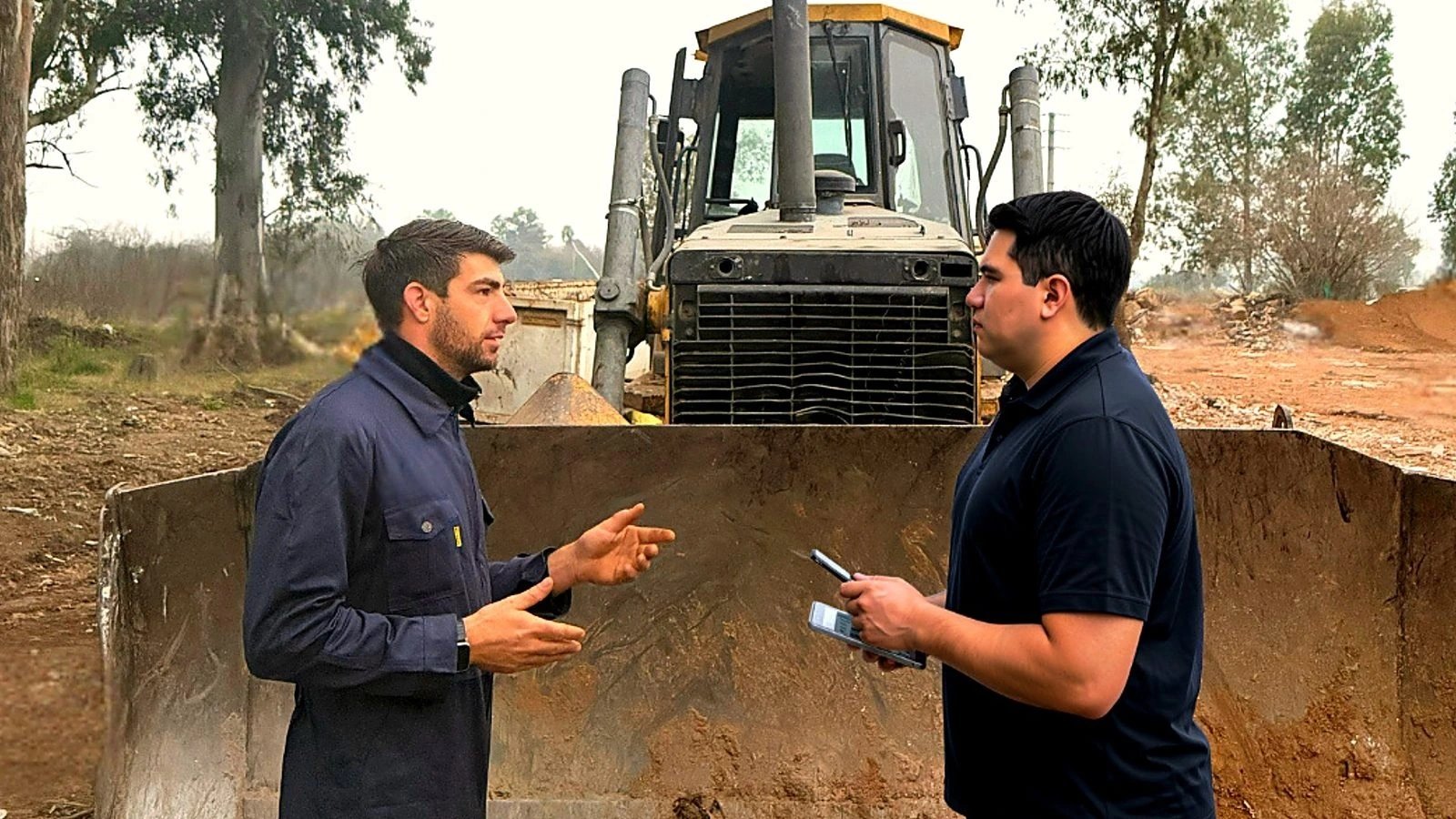 Equipo de MEB Machinery Solutions coordinando trabajo en obra